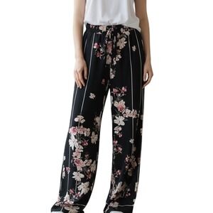 WHITE HOUSE BLACK MARKET Crepe Tie Waist Pants Black Laurel Floral NWT $120 XXSP
